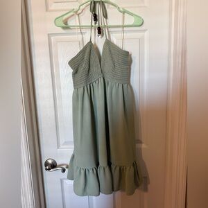 Green halter beach dress
